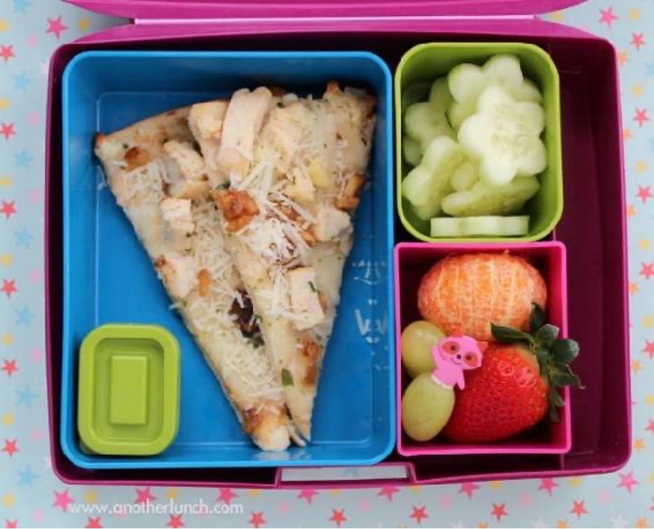 A well-rounded lunch packed in a colourful bento box.