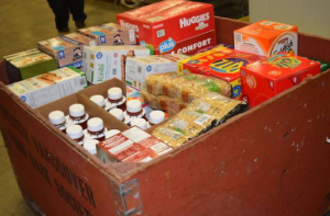 A box containing non perishable goods.