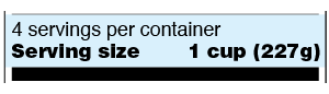An example of what the serving size portion of a food label looks like.
