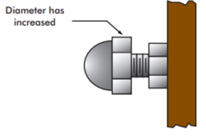 A cartoon image of a screw projecting from a surface.