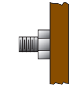 A cartoon image of the bottom of a screw projecting from a surface.