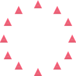 About a dozen pink triangle-shaped buttons arranged to form the outline of a circle. 