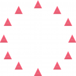 Une douzaine de boutons roses en forme de triangle disposés de manière à former un cercle.