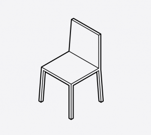 Une icône de chaise prototypique avec quatre pieds et un dossier.