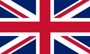 Flag of the United Kingdom, or the Union Jack. There is a red cross of Saint George (patron saint of England) edged in white, superimposed on the saltire of Saint Patrick (patron saint of Ireland), also edged in white, are superimposed on the saltire of Saint Andrew (patron saint of Scotland).