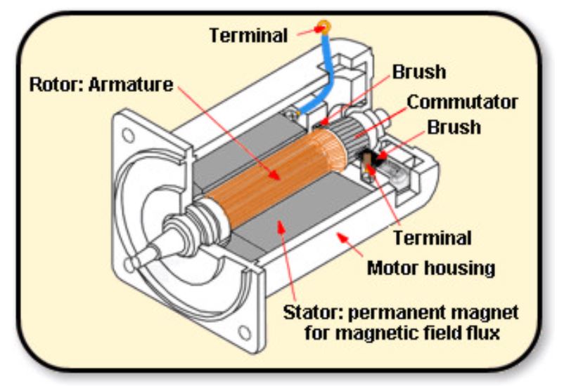 Permanent Magnet DC Motor Cutaway