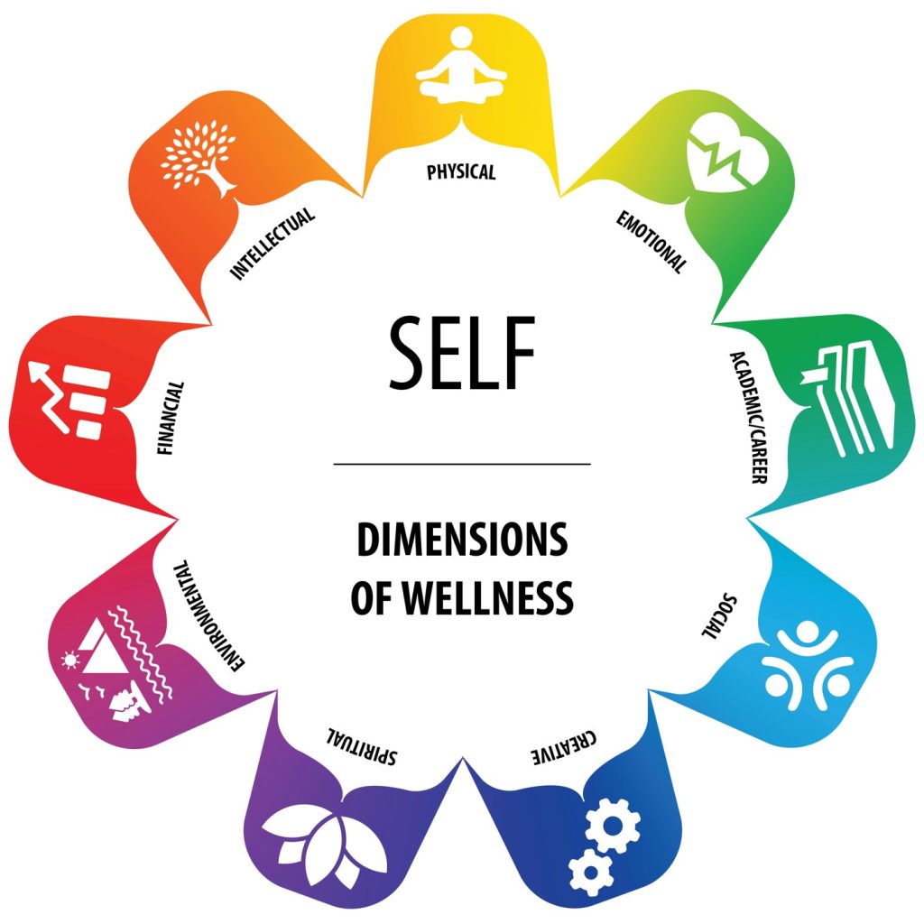 A wheel with 9 dimensions of wellness