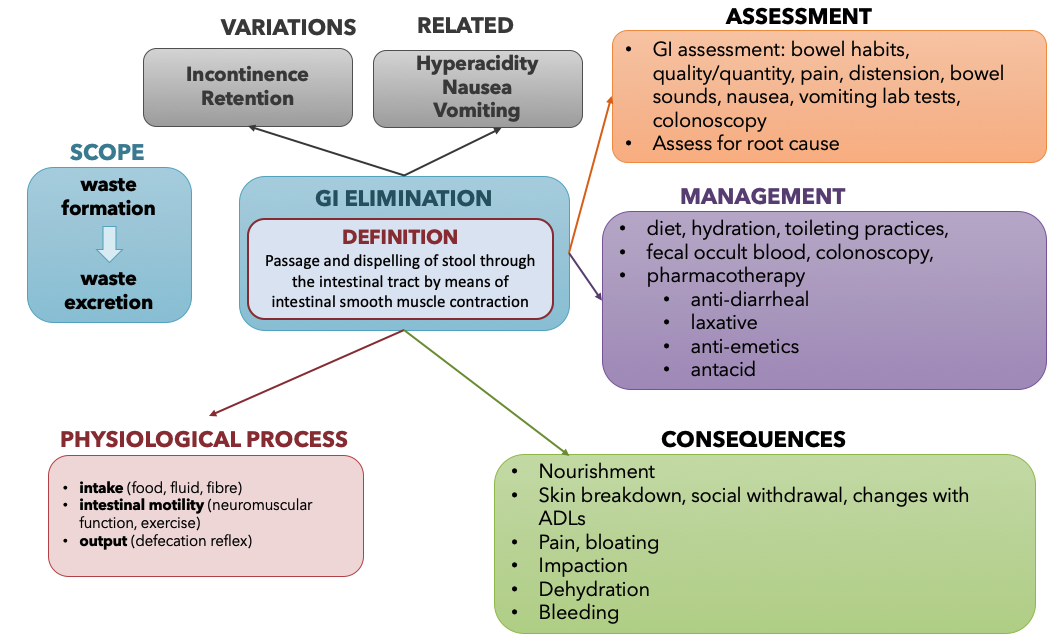 concept map for gastrointestinal elimination