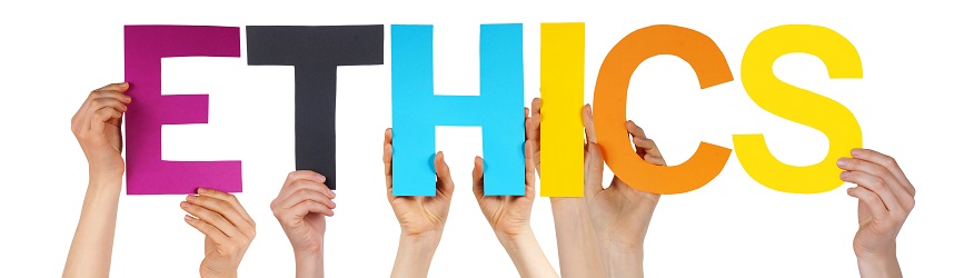 Many Caucasian People And Hands Holding Colourful Straight Letters Or Characters Building The Isolated English Word Ethics On White Background
