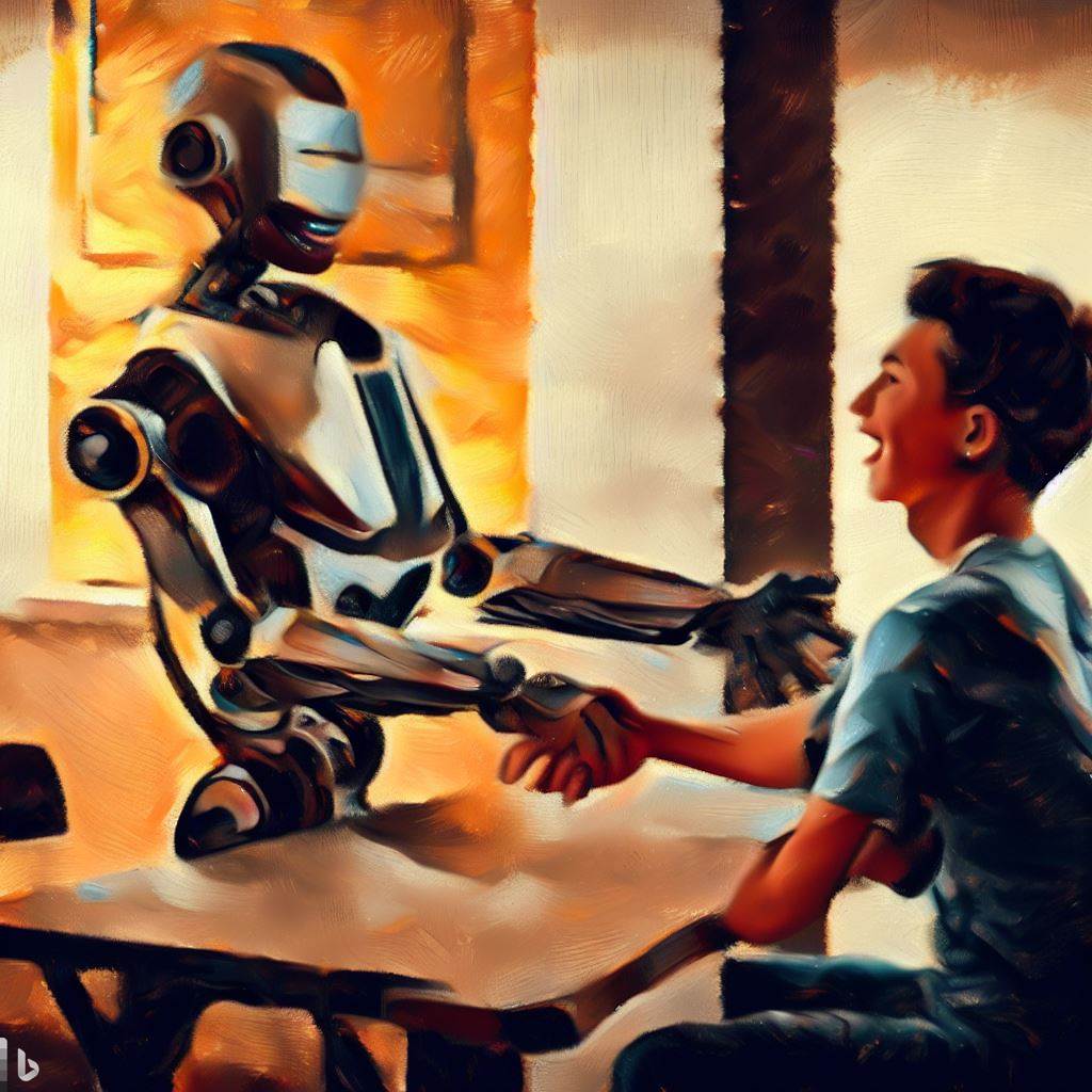 A student meets a robot