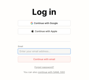 A screenshot of the login page they use to set up an account in Notion.