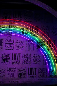 Rainbow coloured led lights photo