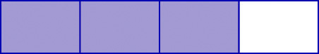 A rectangle made up of four squares in a row. The first three squares are shaded.