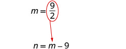 m=9/2 n=m-9