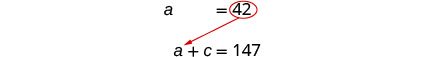 a=42 a+c=147