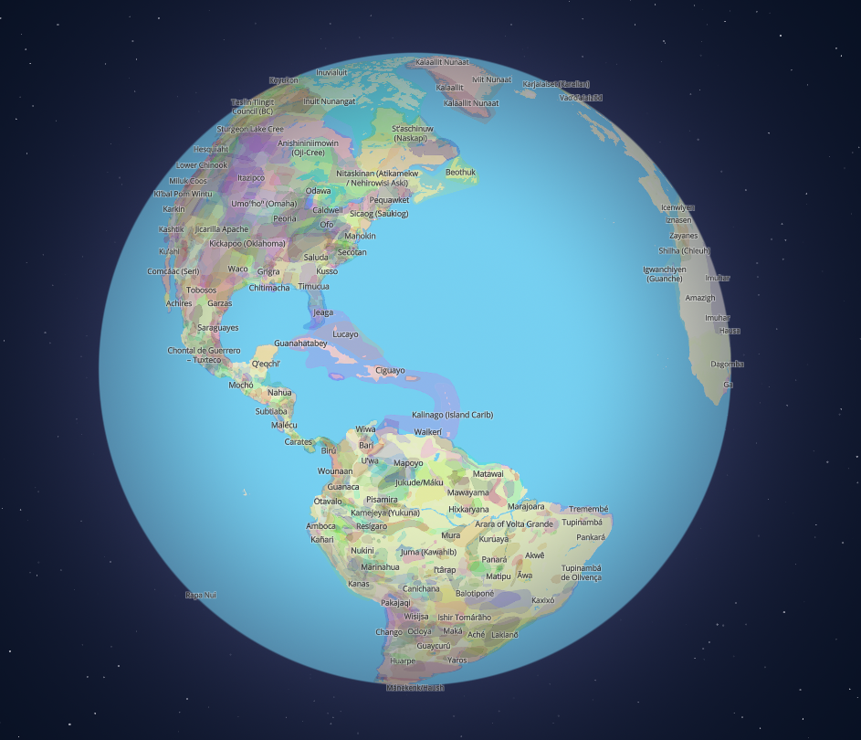 screenshot of a globe from the Native Land website