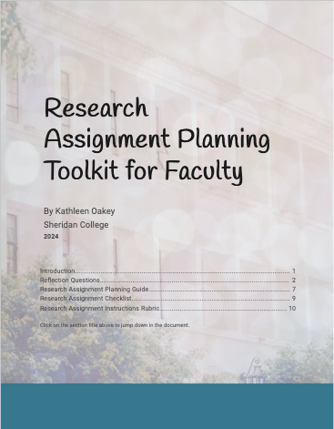 Cover image of the Research Assignment Planning Toolkit for Faculty