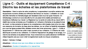 Page d’information et de renvoi pour le manuel Line C : Tools and Equipment