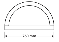 Demi-cercle d’un diamètre de 760 millimètres.