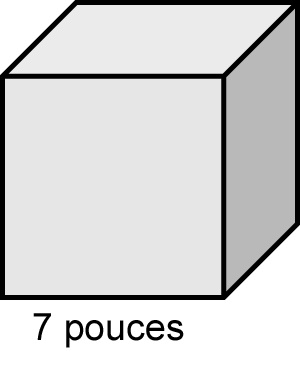un cube dont la largeur est de 7 pouces