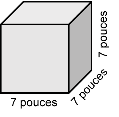 un cube dont la largeur, la hauteur et la longueur sont de 7 pouces