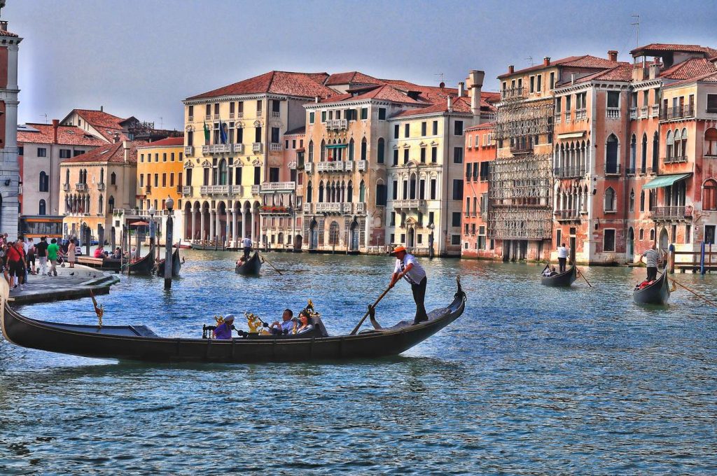 photograph of gondola in the canals of Venice, Italy
