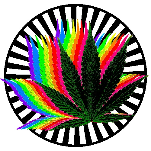 Psychedelic cannabis leaf