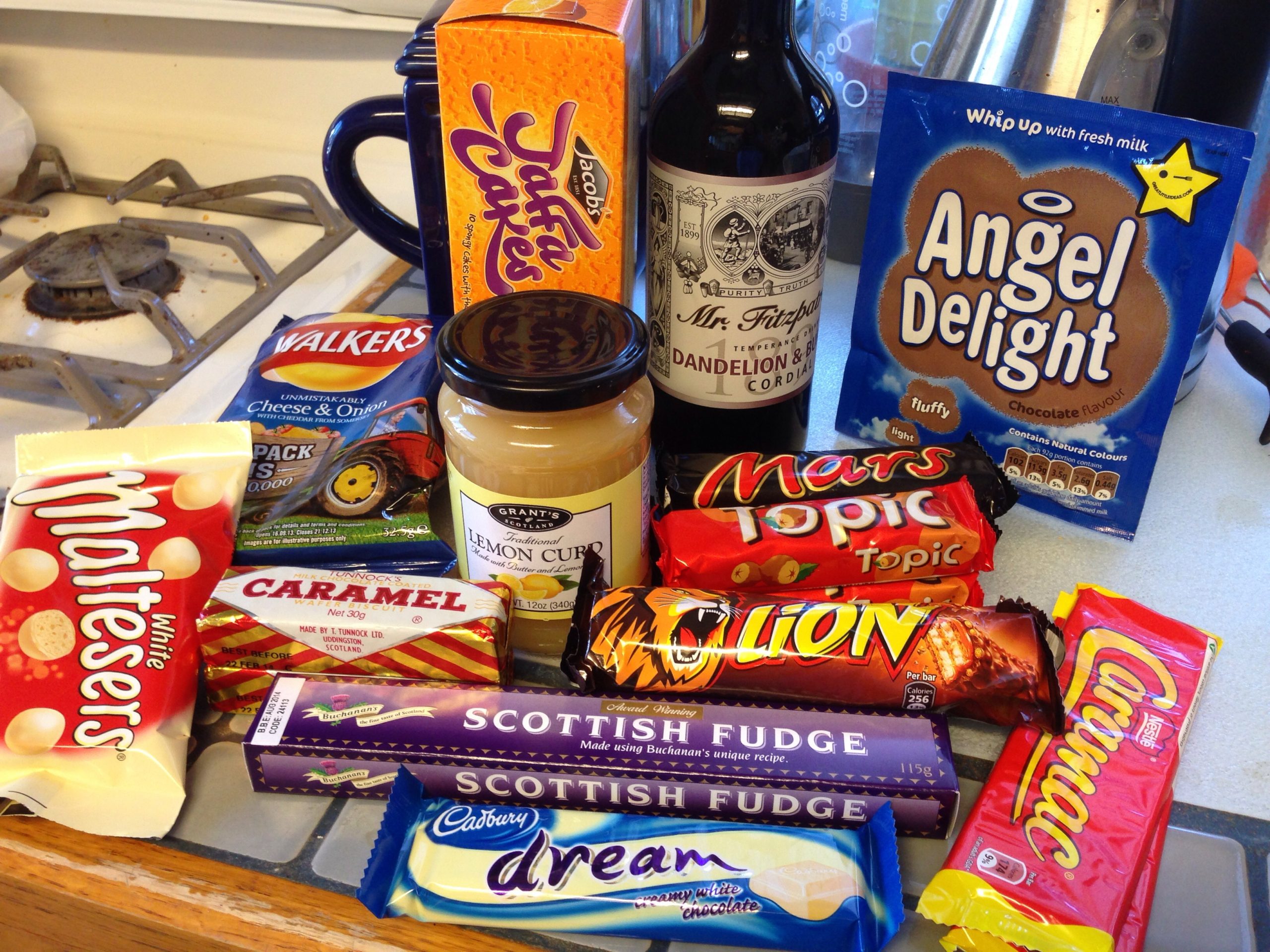 Many different cookies and grocery products