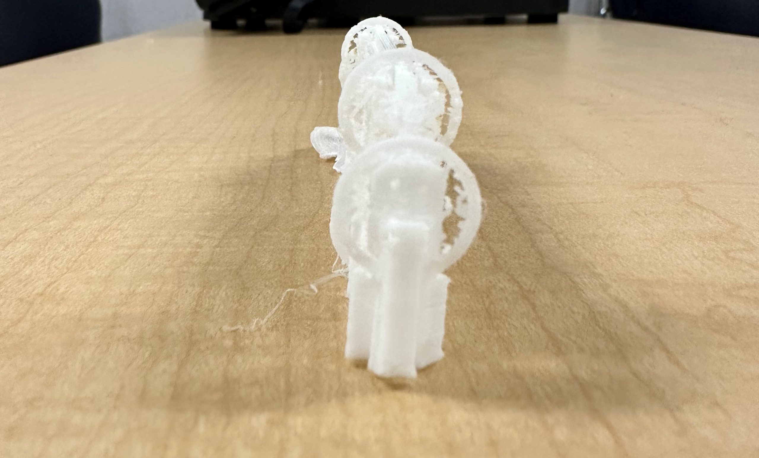 Printed prototype of DNA replication bubble from the side.