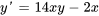 y&#039;=14xy-2x