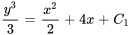 y^3/3=x^2/2+4x+C_1