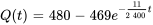 Q(t)=480 -469 e^(-11/2400 t)