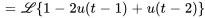 =\mathcal{L}{1-2u(t-1)+u(t-2)}