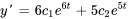 y'=6c_1e^(6t)+5c_2e^(5t)