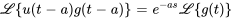 \mathcal{L}{u(t-a)g(t-a)}=e^(-as)\mathcal{L}{g(t)}