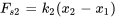 F_(s2)=k_2(x_2-x_1)