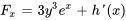 F_x = 3y^3e^x + h'(x)