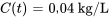 C(t)=0,04 \ "kg/L"