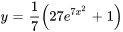 y=1/7(27e^(7x^2)+1)