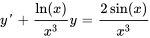 y'+ln(x)/x^3 y = (2sin(x))/x^3