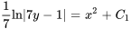 1/7ln|7y-1|=x^2+C_1