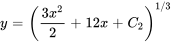 y=((3x^2)/2+12x+C_2)^(1//3)