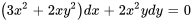 (3x^2+2xy^2)dx+2x^2ydy=0