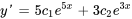 y&#039;=5c_1e^(5x)+3c_2e^(3x)