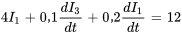 4I_1+0,1(dI_3)/dt+0,2(dI_1)/dt=12