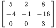 [(5,2,8),(-4,-1,-16),(0,0,3)]