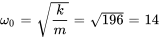 omega_0=sqrt(k/m) =sqrt(196)=14