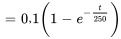 =0.1(1-e^(-t/250))