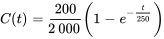 C(t)=200/2000(1-e^(-t/250))