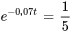 e^(-0,07t)=1/5